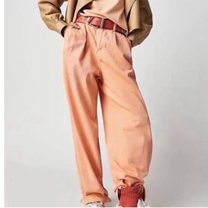 Free People 8 Pants Addy Chino Pants in salmon pink orange pockets baggy